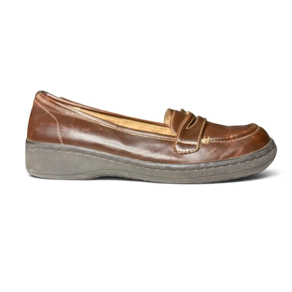 Vintage 90s Y2K Mudd Loafer Shoes Brown Womens Sz 8M Babydoll Dark Academia